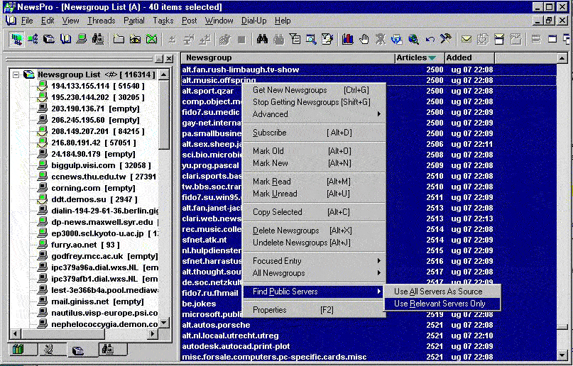 newsgroup server list newsgroup server list